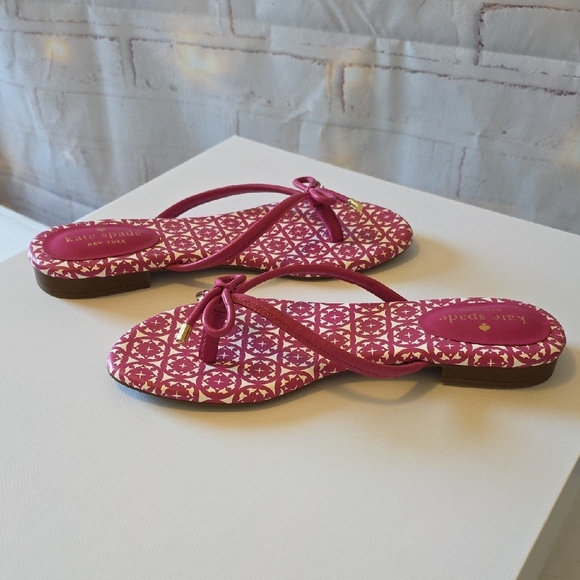 kate spade Pink Patterned Bow-Accent Sandals - Picture 3 of 5